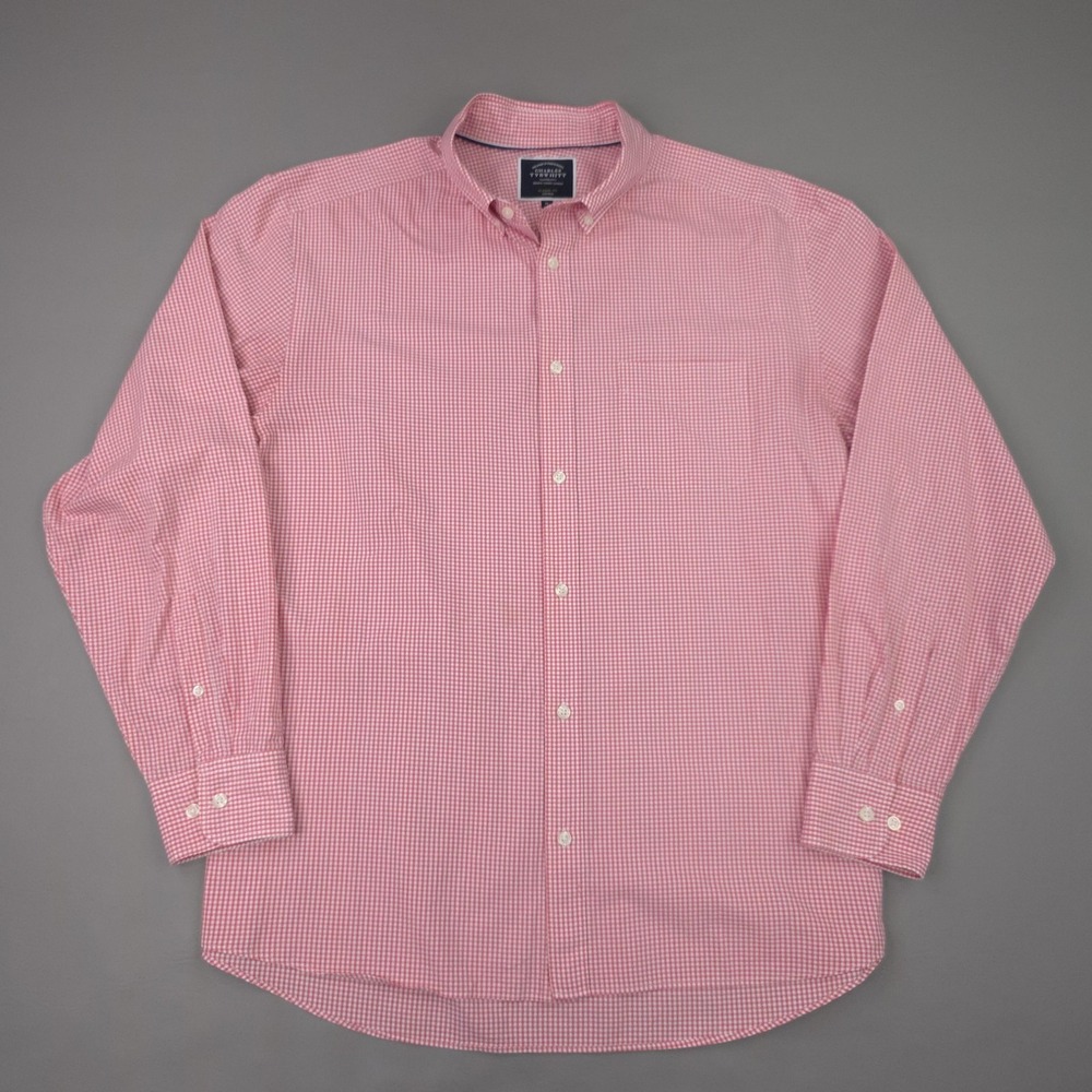 Charles Tyrwhitt Shirt Mens XL Pink Gingham Classic Fit Button Down Non Iron